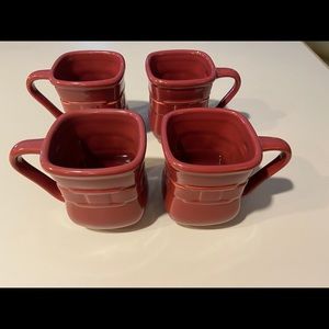 Longaberger paprika square pottery mugs